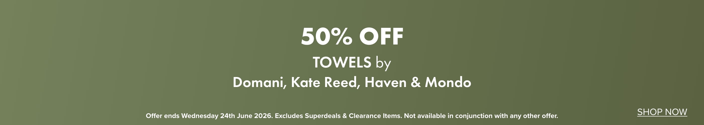 50% OFF Towels by Domani, Kate Reed, Haven & Mondo