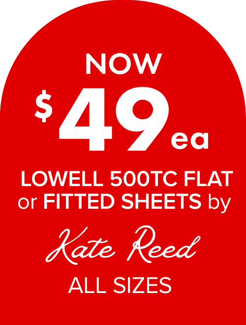 NOW $49ea Lowell 500TC Flat or Fitted Sheets by Kate Reed (All Sizes)