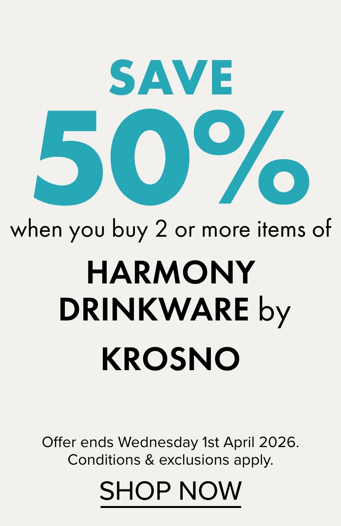 SAVE 50% when you buy 2 or more items of Harmony Drinkware by Krosno