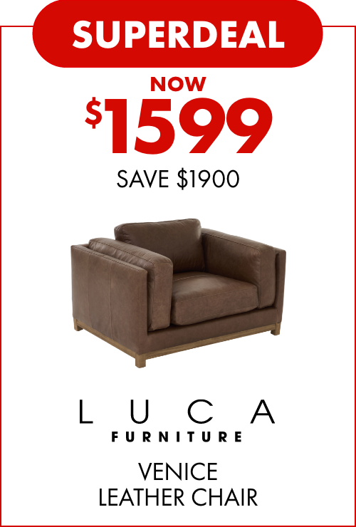 SUPERDEAL NOW $1599 SAVE $1900 LUCA Furniture Venice Leather Chair