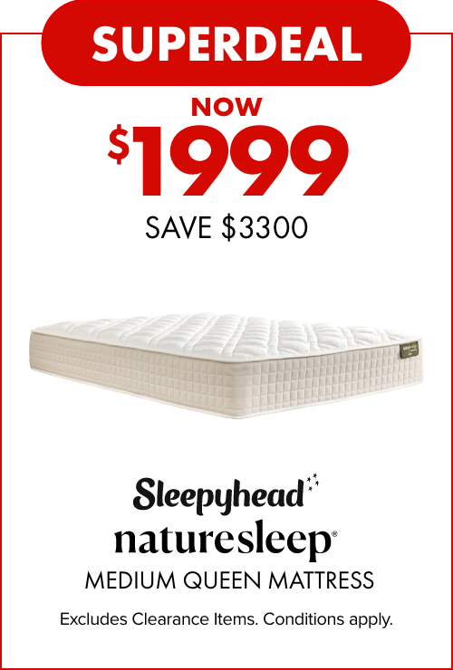 SUPERDEAL NOW $1999 SAVE $3300 Sleepyhead Naturesleep Medium Queen Mattress