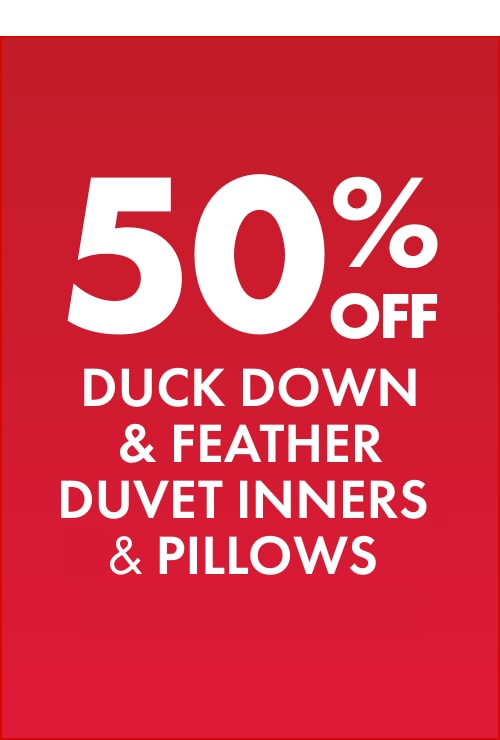 50% OFF Duck Down & Feather Duvet Inners & Pillows