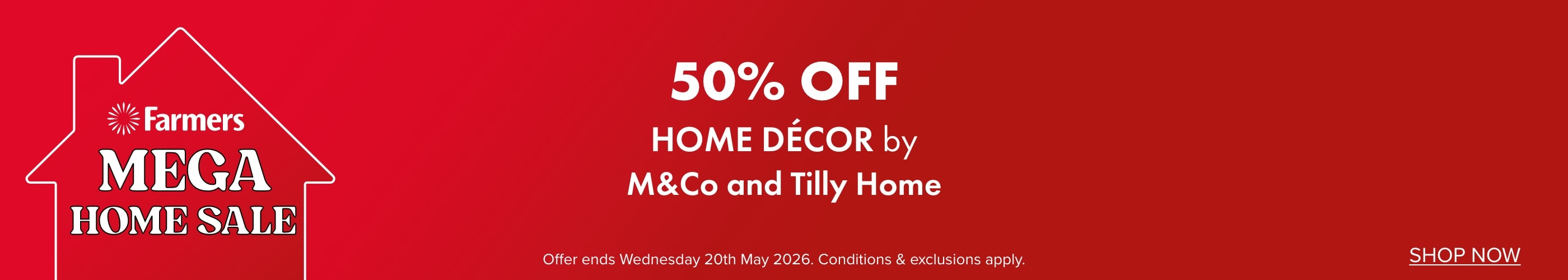 50% OFF Home Décor by M&Co and Tilly Home