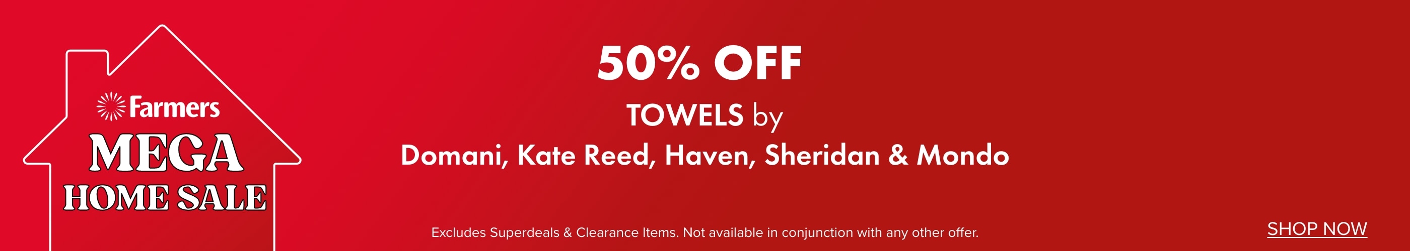 50% OFF Towels by Domani, Kate Reed, Haven, Sheridan & Mondo