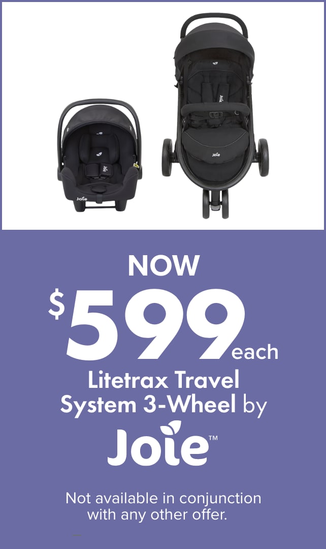 NOW $599ea Litetrax Travel System 3-Wheel Stroller by Joie