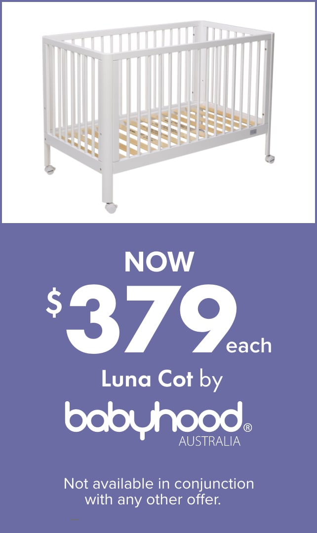 NOW $379ea Luna Cot by Babyhood