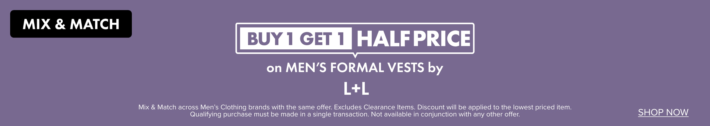 Buy 1 Get 1 Half Price Men's Formal Vests by L+L