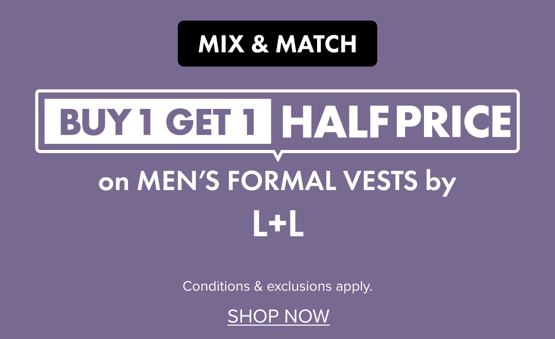 Buy 1 Get 1 Half Price Men's Formal Vests by L+L