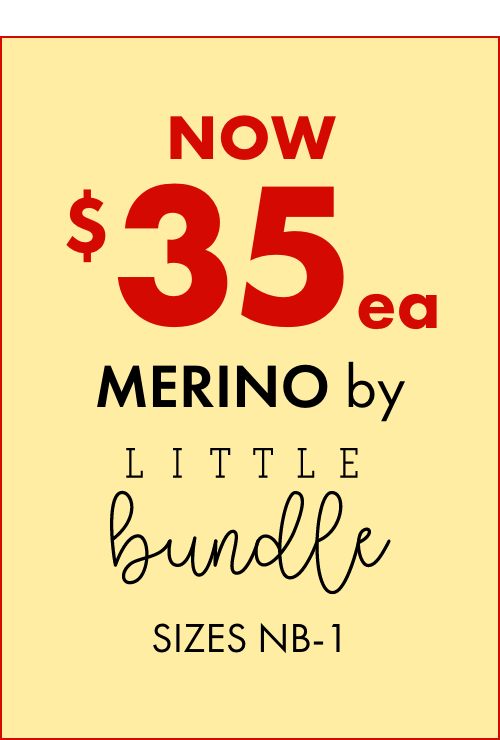 NOW $35ea Merino by Little Bundle Sizes NB-1