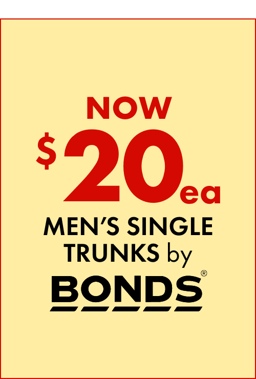 NOW $20ea Men's Single Trunks by Bonds