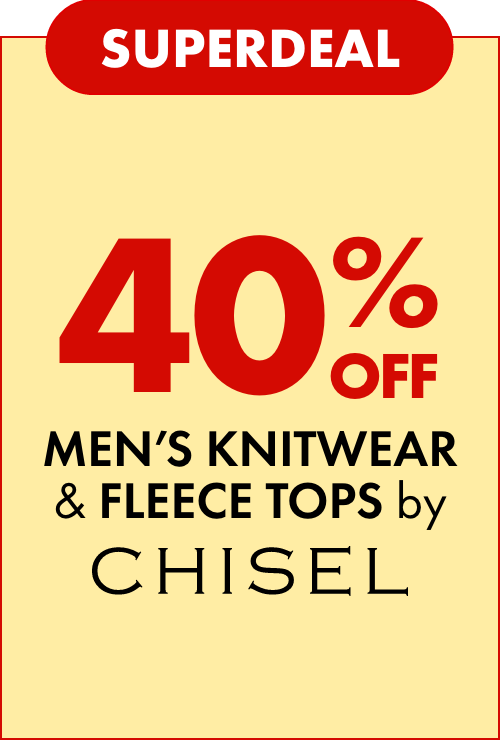Superdeal 40% OFF Men's Knitwear & Fleece Tops by Chisel