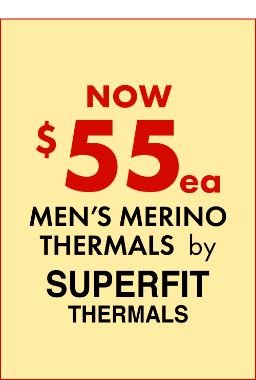 Superdeal NOW $55ea Men's Merino Thermals by Superfit Thermals