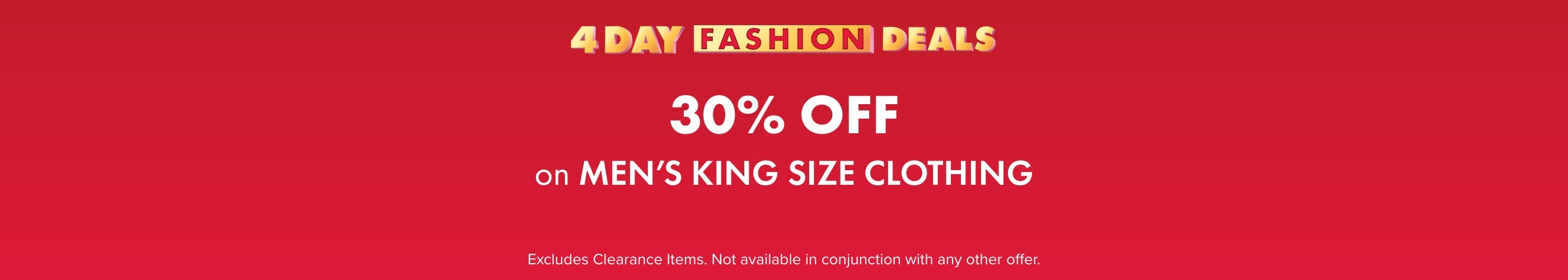 30% OFF on Men's King Size Clothing