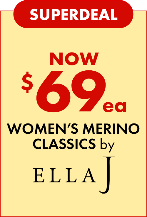 Superdeal NOW $69ea Women's Merino Classics by Ella J