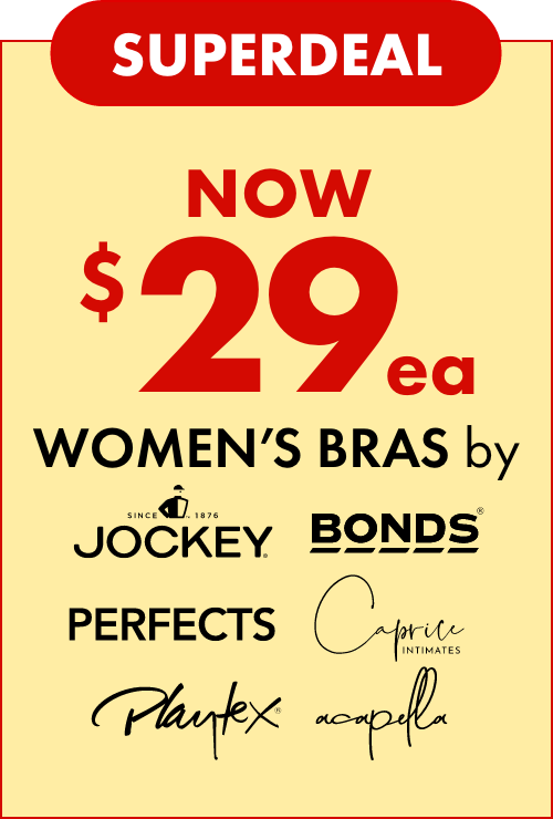 SUPERDEAL NOW $29 Women's Bras by Bonds, Playtex, Perfects, Caprice, Acapella, Jockey