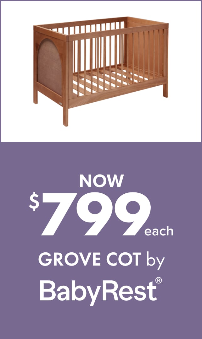 NOW $799 Grove Cot Auburn by BabyRest