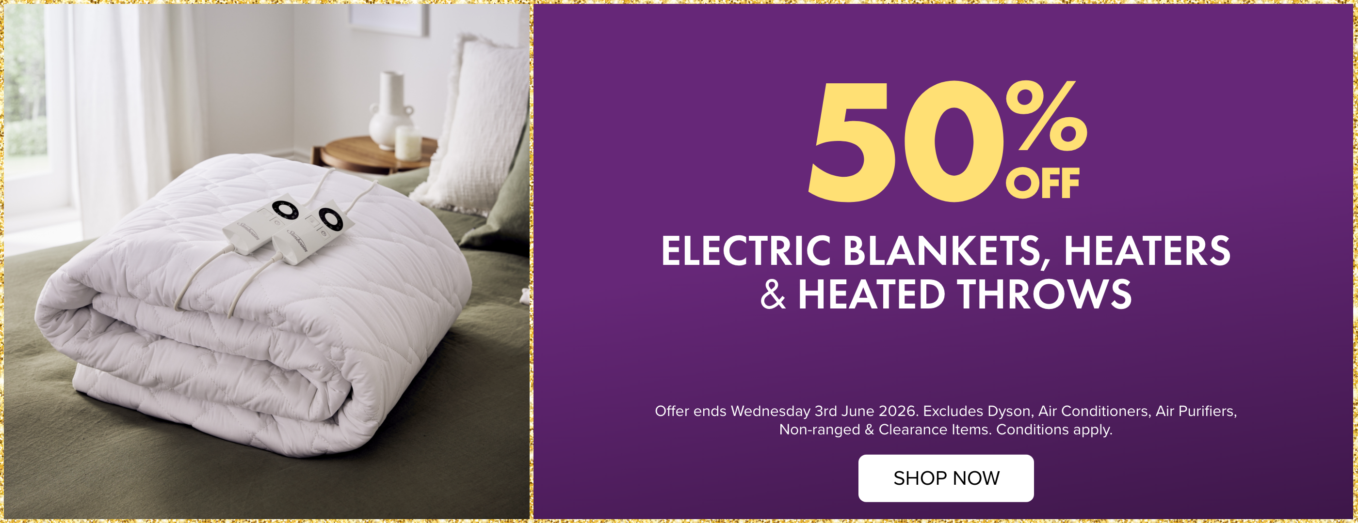 50% OFF Electric Blankets, Heaters & Heated Throws