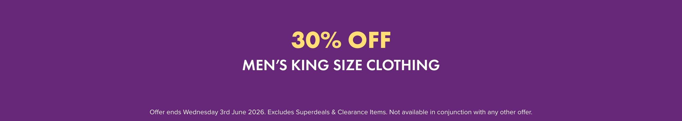30% OFF on Men's King Size Clothing