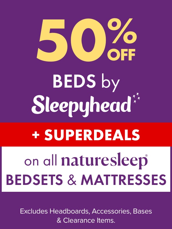 50% OFF Sleepyhead Beds + SUPERDEALS on ALL Queen Bedsets & Mattresses