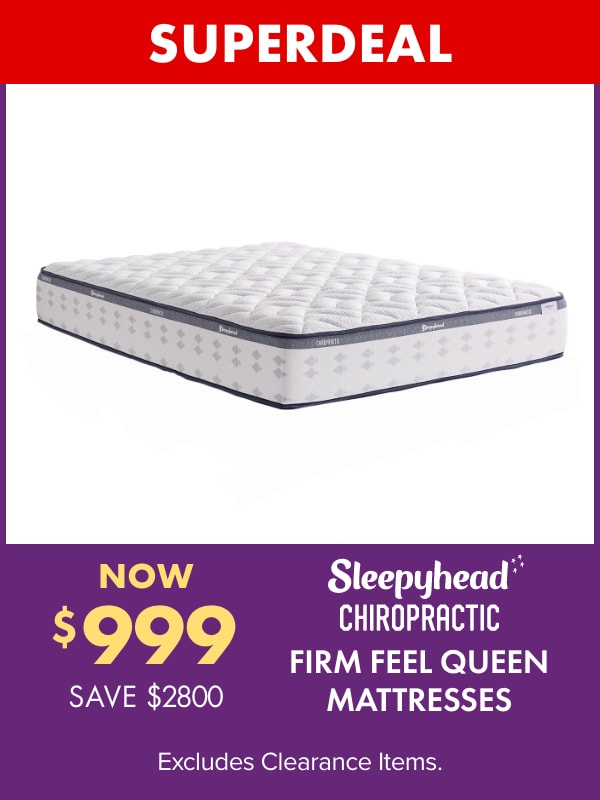 SUPERDEAL NOW $999 SAVE $2800 Sleepyhead Chiropractic Firm Feel Queen Mattresses