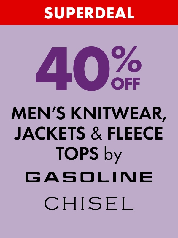 SUPERDEAL 40% Off Men's Knitwear, Jackets & Fleece Tops by Gasoline & Chisel