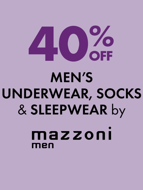 40% Off Men's Underwear, Socks & Sleepwear by Mazonni