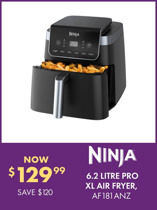 NOW $129.99 SAVE $120 Ninja 6.2 Litre Pro XL Air Fryer, AF181ANZ