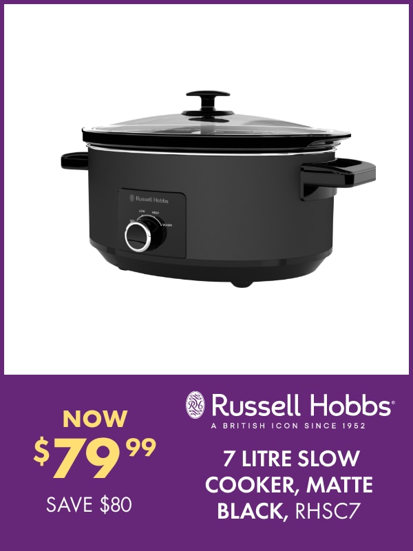 NOW $79.99 SAVE $80 Russell Hobbs 7 Litre Slow Cooker, Matte Black, RHSC7