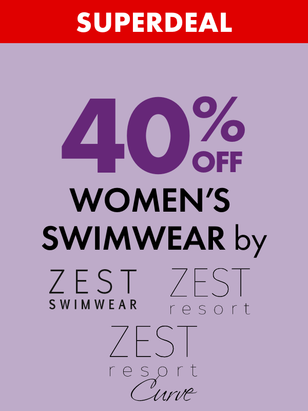 SUPERDEAL 40% Off Women's Swimwear by Zest Swimwear, Zest Resort & Zest Resort Curve