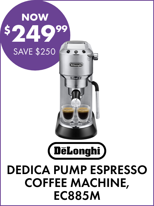 NOW $249.99 SAVE $250 DeLonghi Dedica Pump Espresso Coffee Machine, EC885M