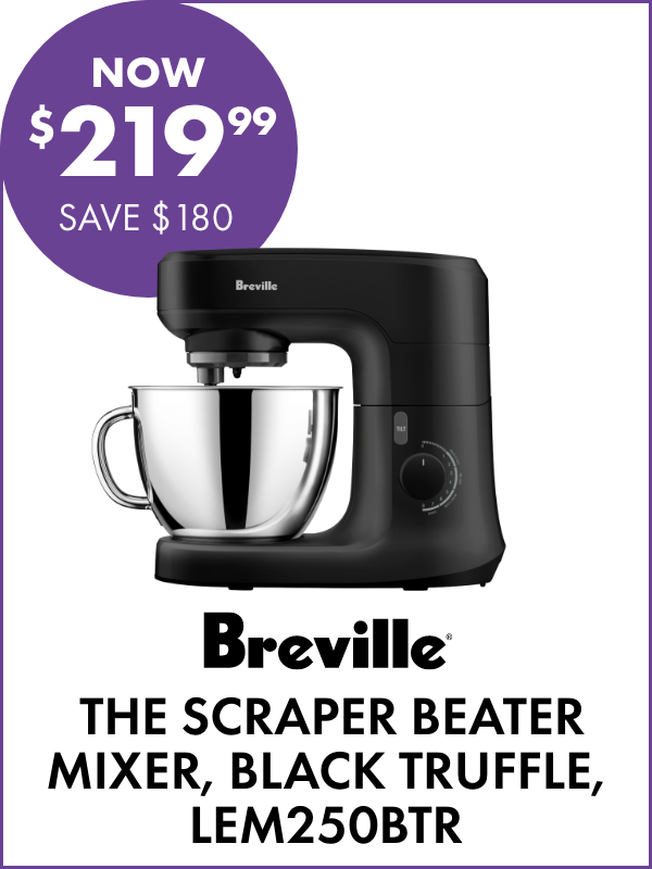 NOW $219.99 SAVE $180 Breville The Scraper Beater Mixer, Black Truffle, LEM250BTR