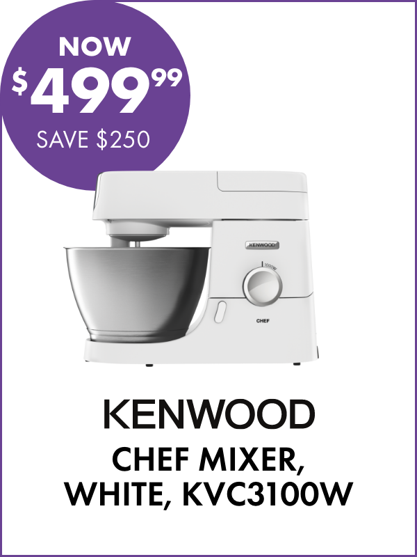 NOW $449.99 SAVE $250 Kenwood Chef Mixer, White, KVC3100W
