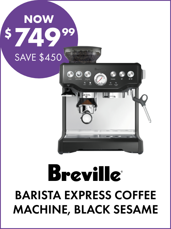 NOW $749.99 SAVE $450 Breville Barista Express Coffee Machine, Black Sesame