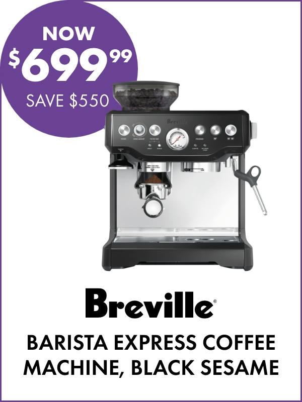 NOW $749.99 SAVE $450 Breville Barista Express Coffee Machine, Black Sesame