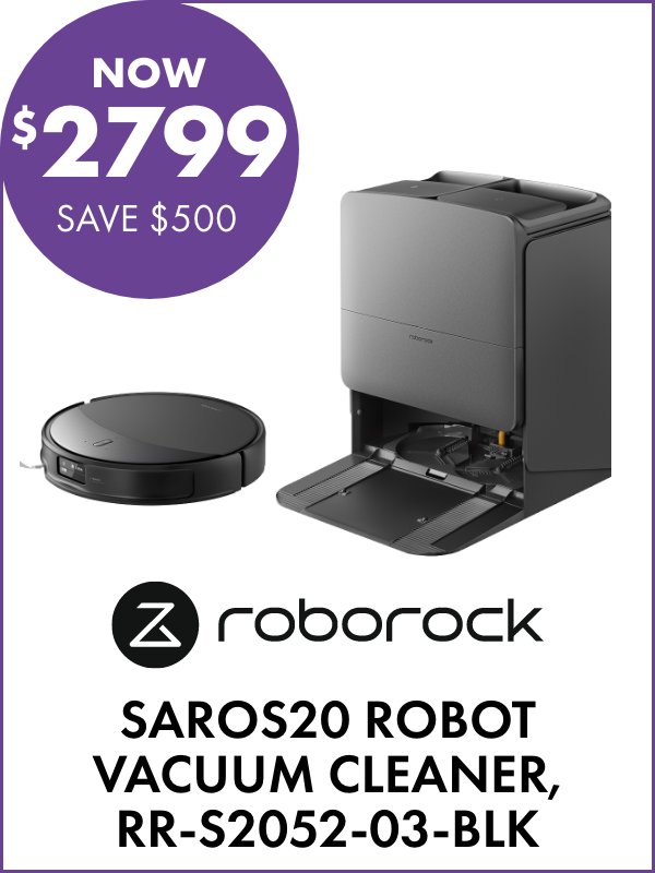 NOW $2799 SAVE $500 Roborock Saros20 Robot Vacuum Cleaner, RR-S2052-03-BLK