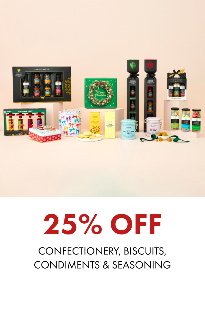25% Off Confectionery, Biscuits, Condiments & Seasoning