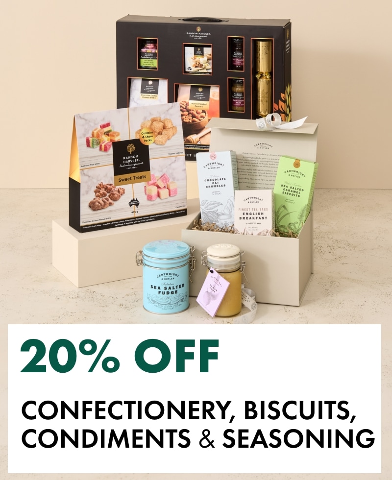 20% OFF Confectionery, Biscuits, Condiments & Seasoning