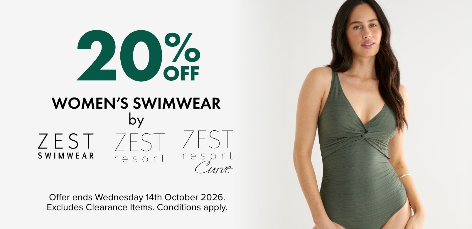 20% OFF Women's Swimwear by Zest Swimwear, Zest Resort & Zest Resort Curve