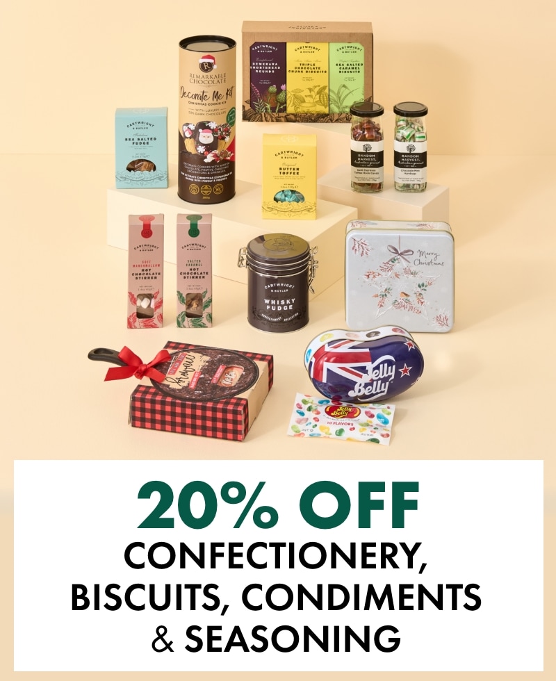 20% OFF Confectionery, Biscuits, Condiments & Seasoning