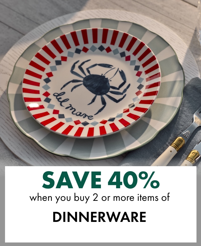 SAVE 40% when you buy 2 or more items of Dinnerware