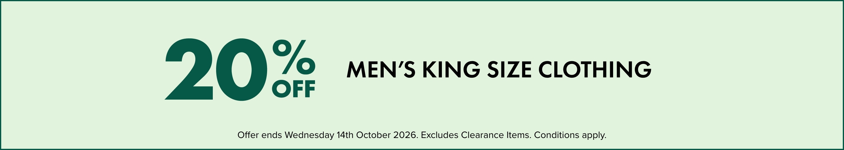 20% OFF Men's King Size Clothing
