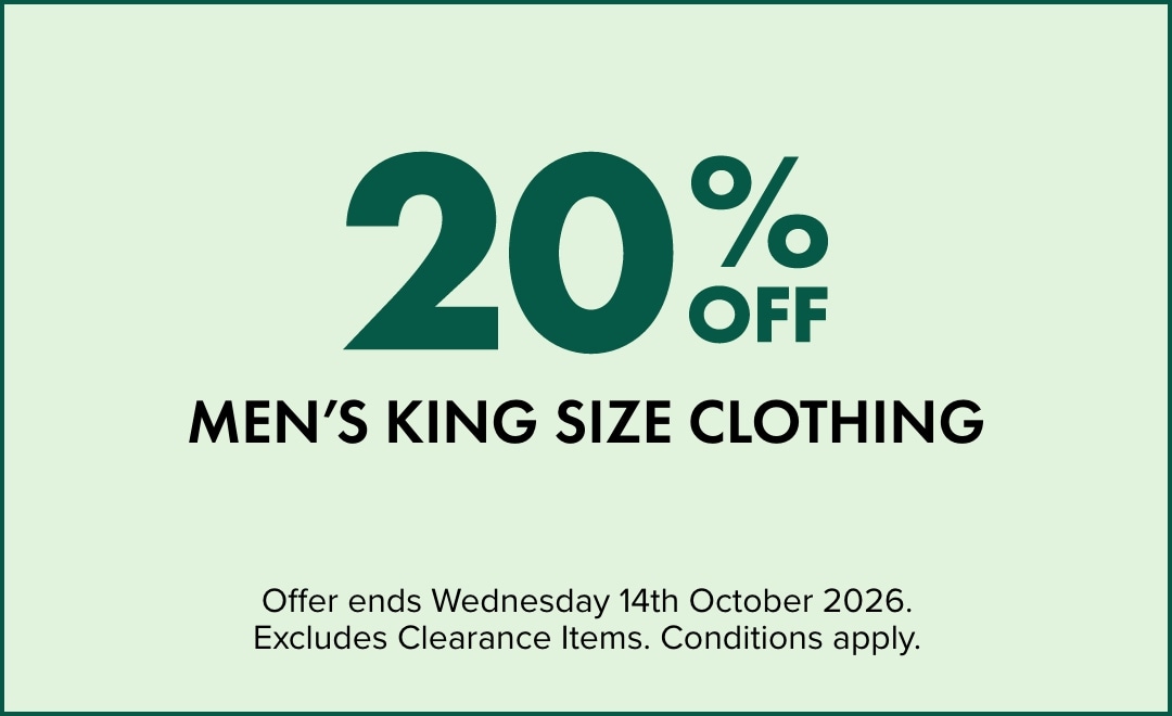 20% OFF Men's King Size Clothing