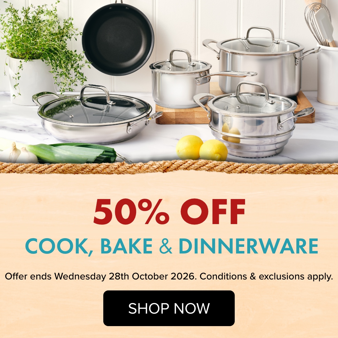 50% OFF Cook, bake & Dinnerware