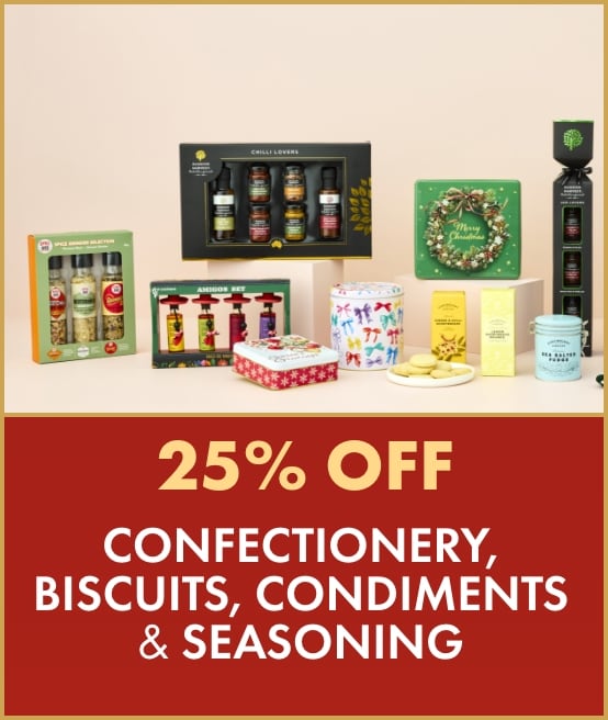 25% off Confectionery, Biscuits, Condiments & Seasoning