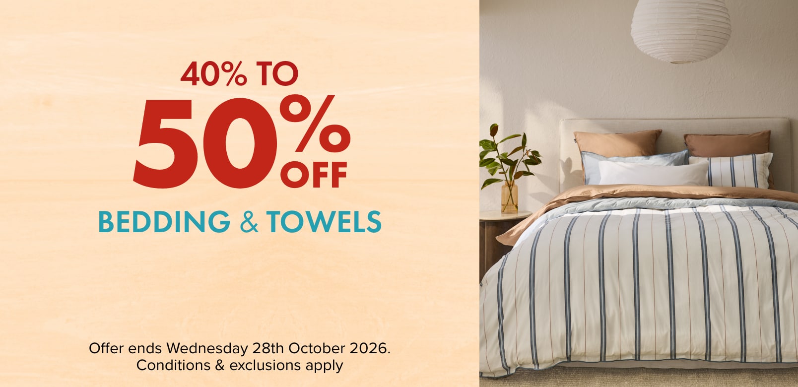 40% to 50% off Bedding & Towels