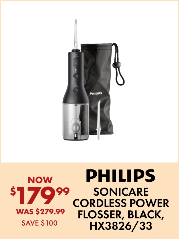 Philips Sonicare Cordless Power Flosser, Black, HX3826/33 – Now $179.99