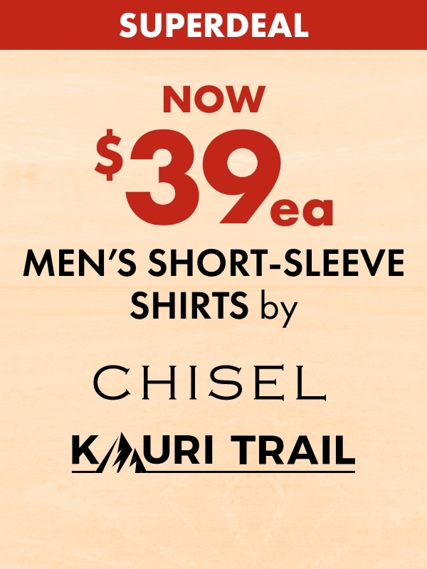 SUPERDEAL NOW $39ea Men's Short Sleeve Shirts by Chisel, Kauri Trail