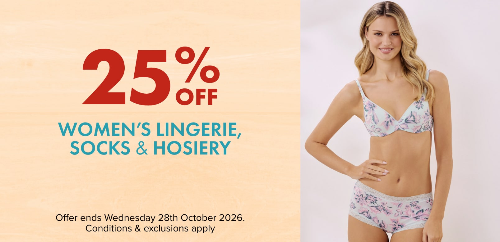 25% off Women's Lingerie, Socks & Hosiery