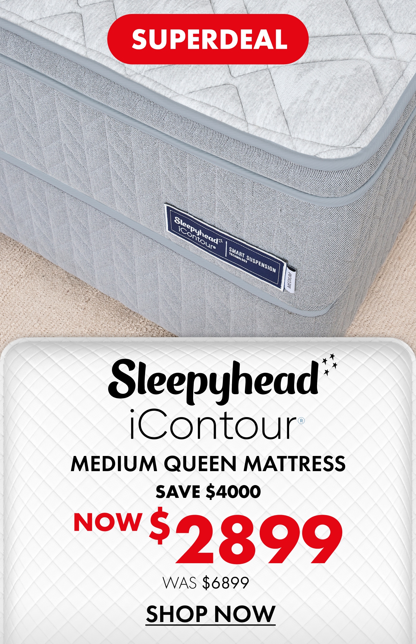 Superdeal: NOW $4199 Sleepyhead Sanctuary Medium Queen Mattress