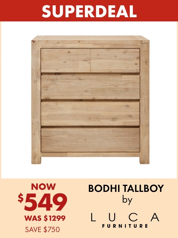 NOW $549 Bodhi Tallboy by LUCA Furniture
